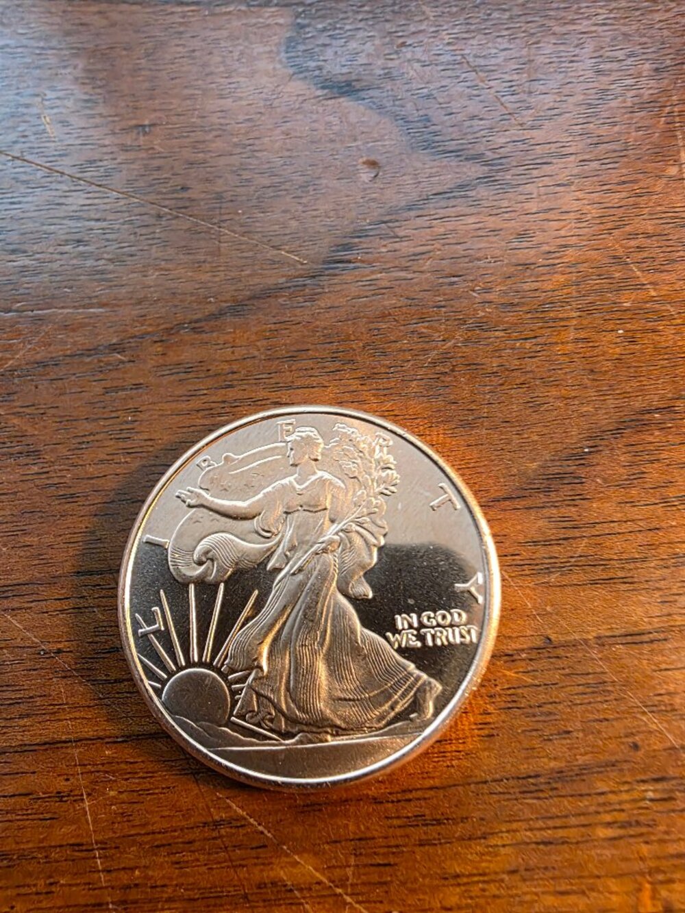 1 OZ COPPER ROUND OF LIBERTY STATUS .999